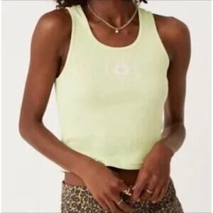 Daydreamer Women LA Eye ribbed tank in Acid Yellow Size L NWT